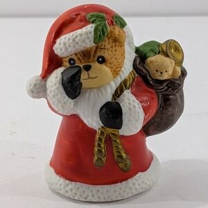 Vintage 1987 Lucy Rigg Enesco Santa Clause Bear with Toys Hand Painted Porcelain